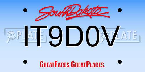 IT9D0V South Dakota License Plate