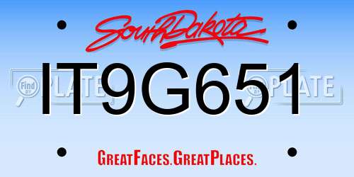 IT9G651 South Dakota License Plate