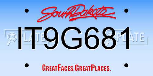 IT9G681 South Dakota License Plate