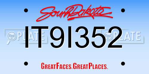 IT9I352 South Dakota License Plate