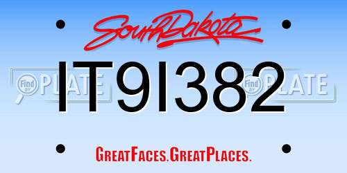 IT9I382 South Dakota License Plate