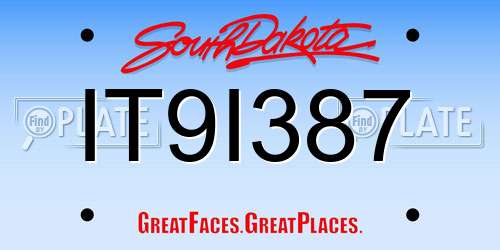 IT9I387 South Dakota License Plate