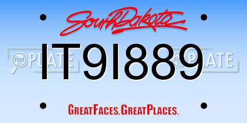 IT9I889 South Dakota License Plate