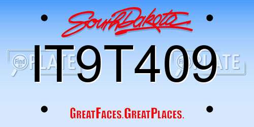 IT9T409 South Dakota License Plate