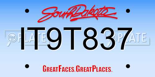 IT9T837 South Dakota License Plate