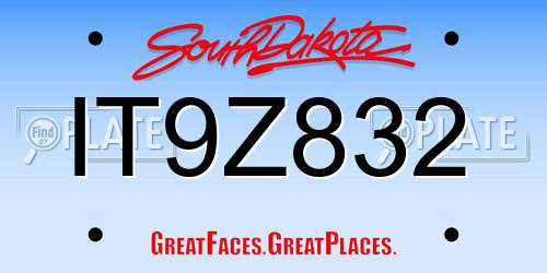 IT9Z832 South Dakota License Plate