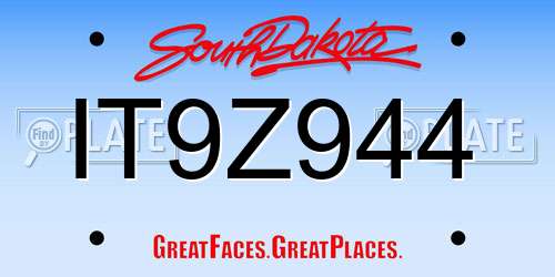 IT9Z944 South Dakota License Plate