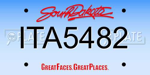 ITA5482 South Dakota License Plate
