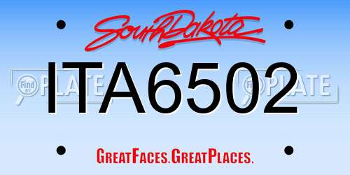 ITA6502 South Dakota License Plate