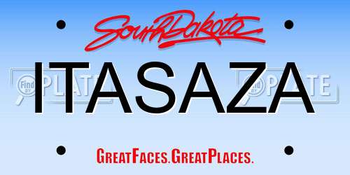 ITASAZA South Dakota License Plate