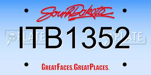 ITB1352 South Dakota License Plate