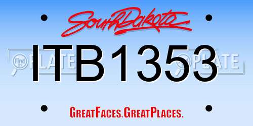 ITB1353 South Dakota License Plate