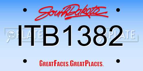 ITB1382 South Dakota License Plate