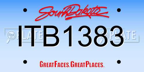 ITB1383 South Dakota License Plate