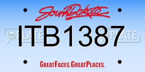 ITB1387 South Dakota License Plate