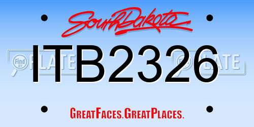 ITB2326 South Dakota License Plate