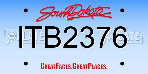 ITB2376 South Dakota License Plate
