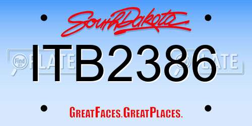 ITB2386 South Dakota License Plate