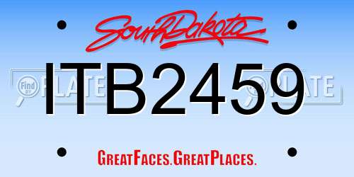 ITB2459 South Dakota License Plate