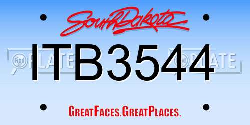 ITB3544 South Dakota License Plate