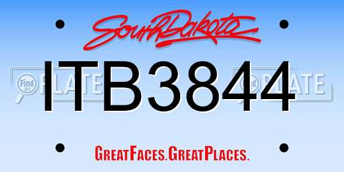 ITB3844 South Dakota License Plate