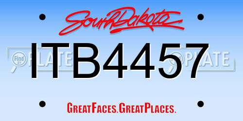 ITB4457 South Dakota License Plate