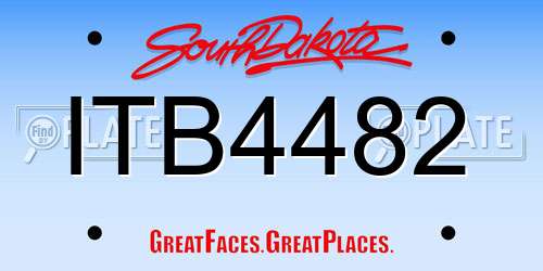 ITB4482 South Dakota License Plate