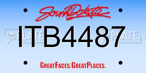 ITB4487 South Dakota License Plate