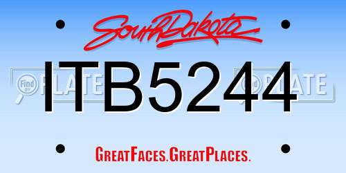 ITB5244 South Dakota License Plate