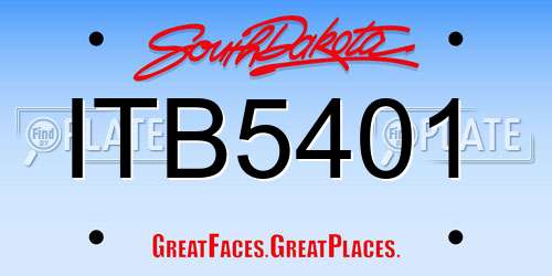 ITB5401 South Dakota License Plate