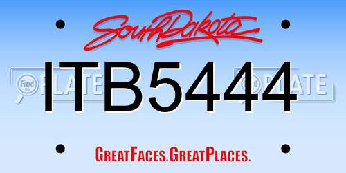 ITB5444 South Dakota License Plate