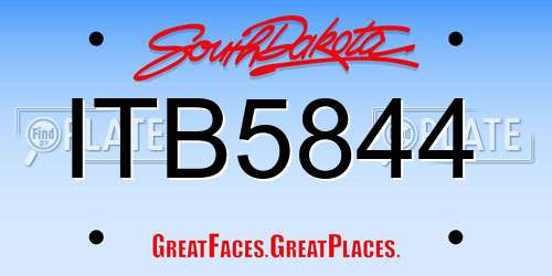 ITB5844 South Dakota License Plate