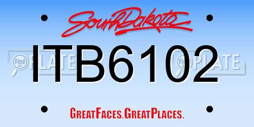 ITB6102 South Dakota License Plate