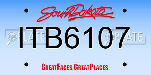 ITB6107 South Dakota License Plate