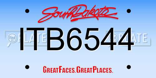 ITB6544 South Dakota License Plate