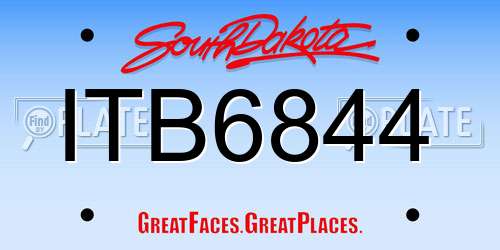 ITB6844 South Dakota License Plate