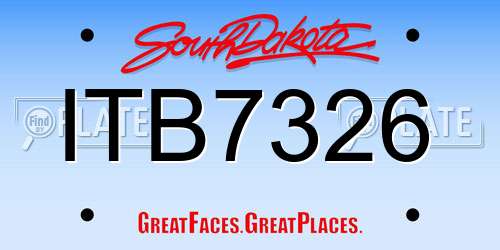 ITB7326 South Dakota License Plate
