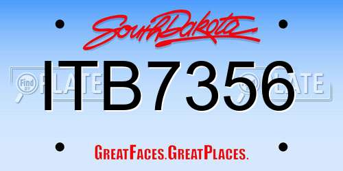 ITB7356 South Dakota License Plate