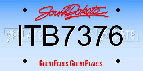 ITB7376 South Dakota License Plate