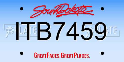 ITB7459 South Dakota License Plate