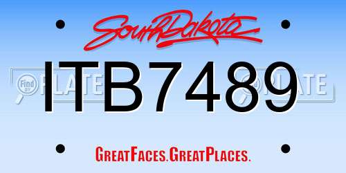 ITB7489 South Dakota License Plate