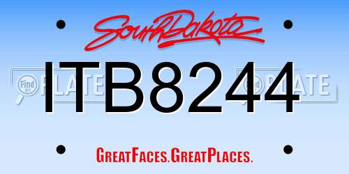ITB8244 South Dakota License Plate