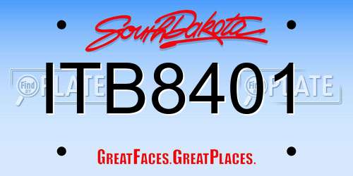 ITB8401 South Dakota License Plate