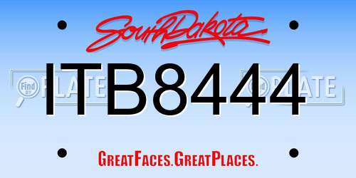 ITB8444 South Dakota License Plate