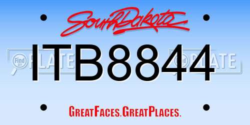 ITB8844 South Dakota License Plate