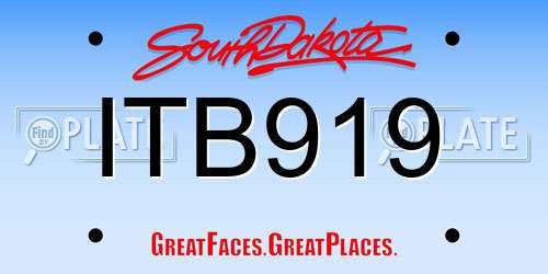 ITB919 South Dakota License Plate