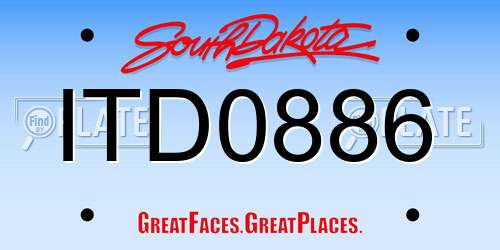 ITD0886 South Dakota License Plate