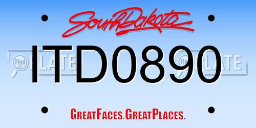 ITD0890 South Dakota License Plate