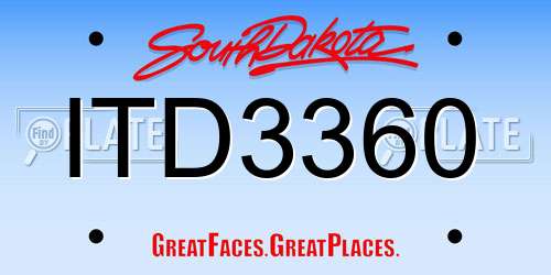 ITD3360 South Dakota License Plate
