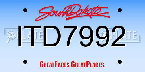 ITD7992 South Dakota License Plate